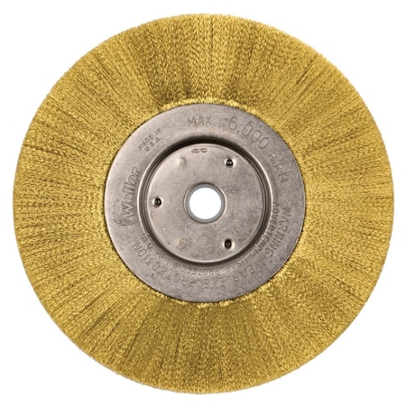 Weiler 6" Narrow Face Wheel, .005" Brass Fill, 5/8"-1/2" Arbor Hole 1415